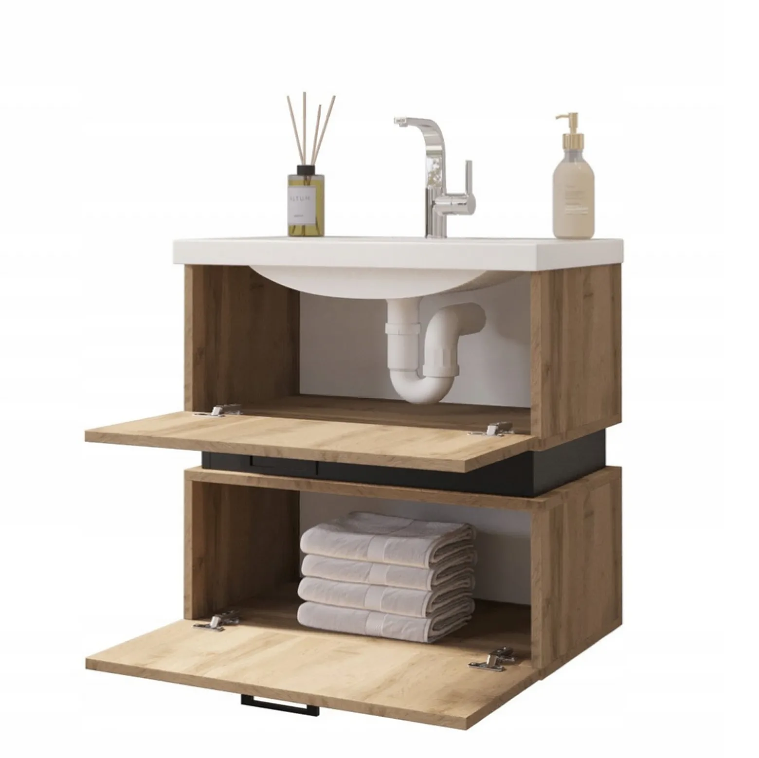 Szafka Pod Umywalkę 60Cm Z Lustrem Carlos Dąb Artisan