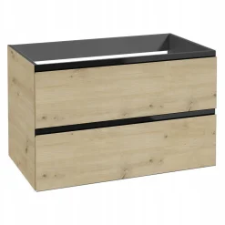 Szafka pod Umywalkę do Łazienki 80 x 50x46cm Wisząca Dąb Artisan/Czarny MDF