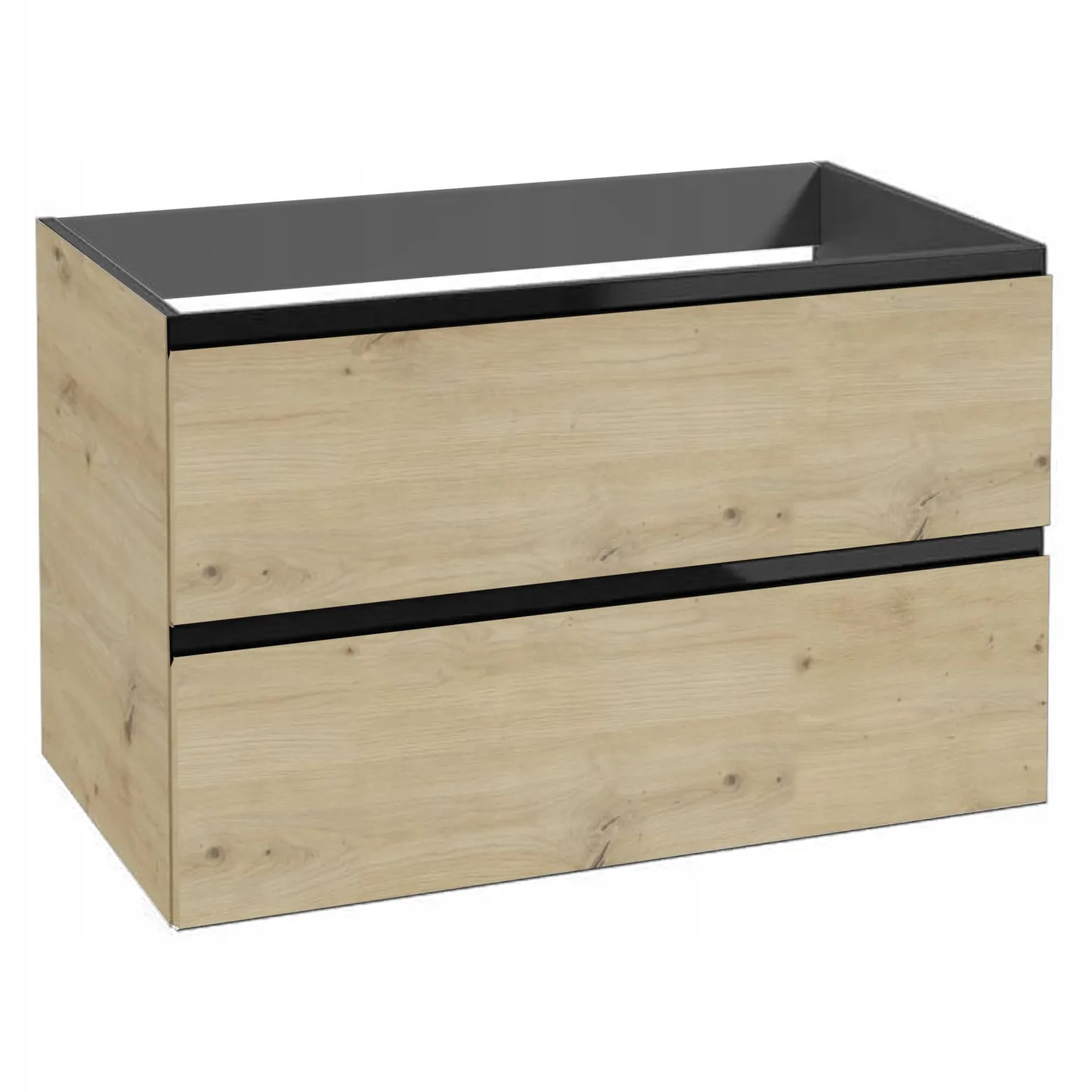 Szafka pod Umywalkę do Łazienki 80 x 50x46cm Wisząca Dąb Artisan/Czarny MDF