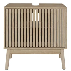 Szafka pod umywalkę LINEA 60x30x70 cm lamele dekor dąb 2-drzwiowa