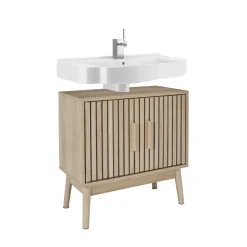 Szafka pod umywalkę LINEA 60x30x70 cm lamele dekor dąb 2-drzwiowa