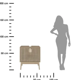 Szafka pod umywalkę LINEA 60x30x70 cm lamele dekor dąb 2-drzwiowa