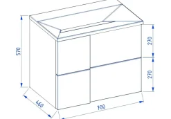 Szafka pod umywalkę wpuszczaną EDGE 70 cm antracyt półmat