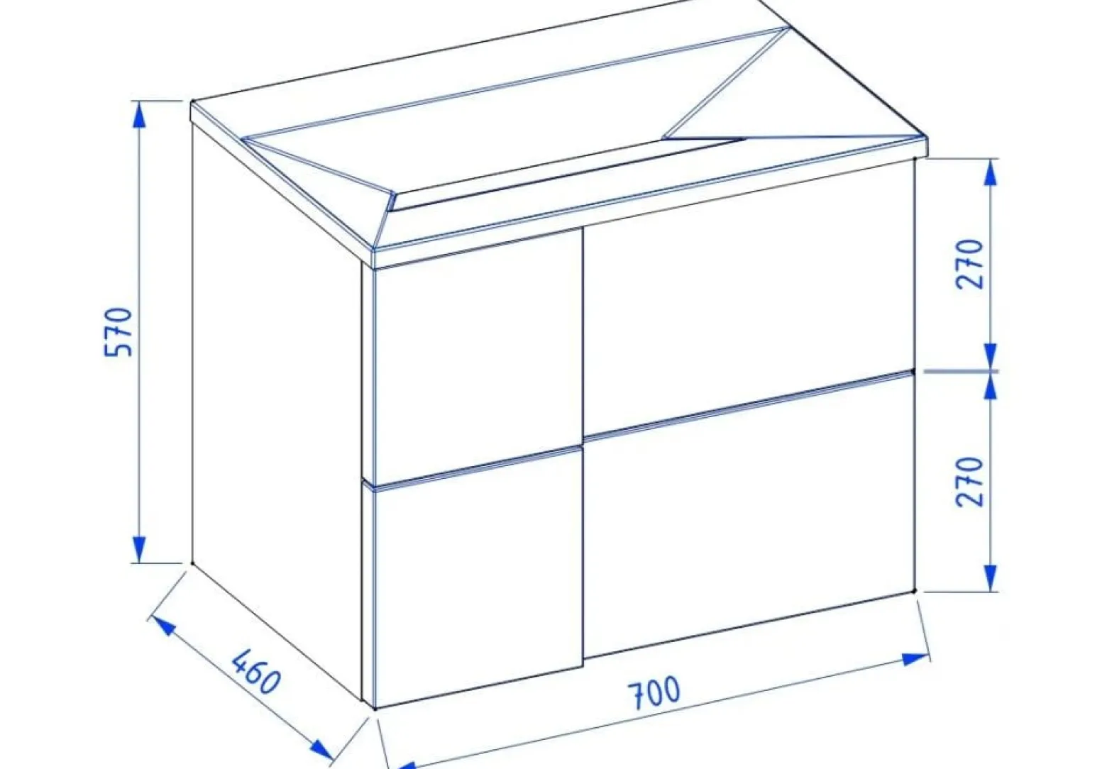 Szafka pod umywalkę wpuszczaną EDGE 70 cm antracyt półmat