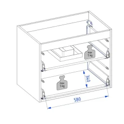 Szafka pod umywalkę wpuszczaną EDGE 70 cm antracyt półmat