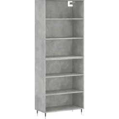 Szafka Regał Szara Beton 69.5x32.5x180 cm do Salonu Pokoju Sypialni