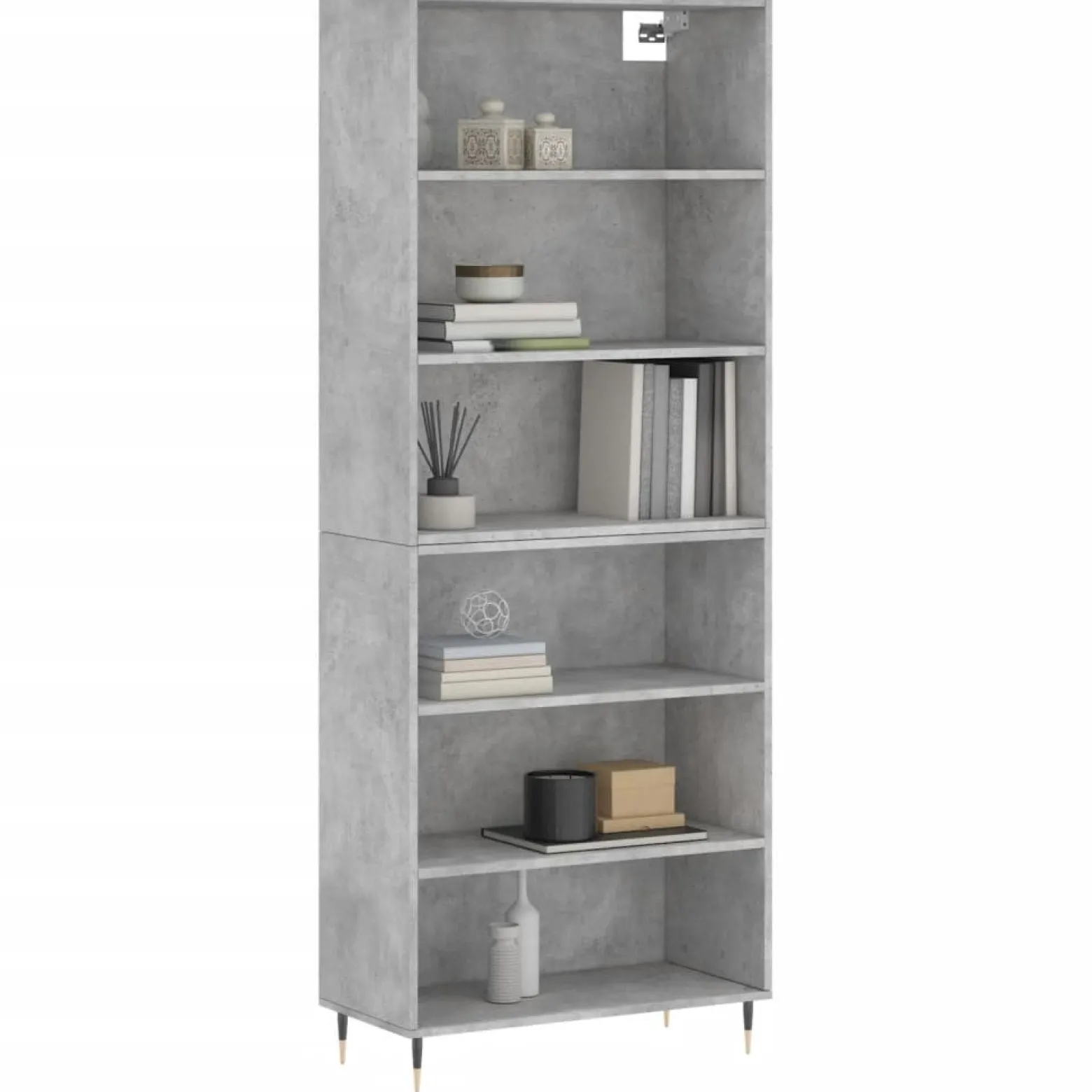 Szafka Regał Szara Beton 69.5x32.5x180 cm do Salonu Pokoju Sypialni