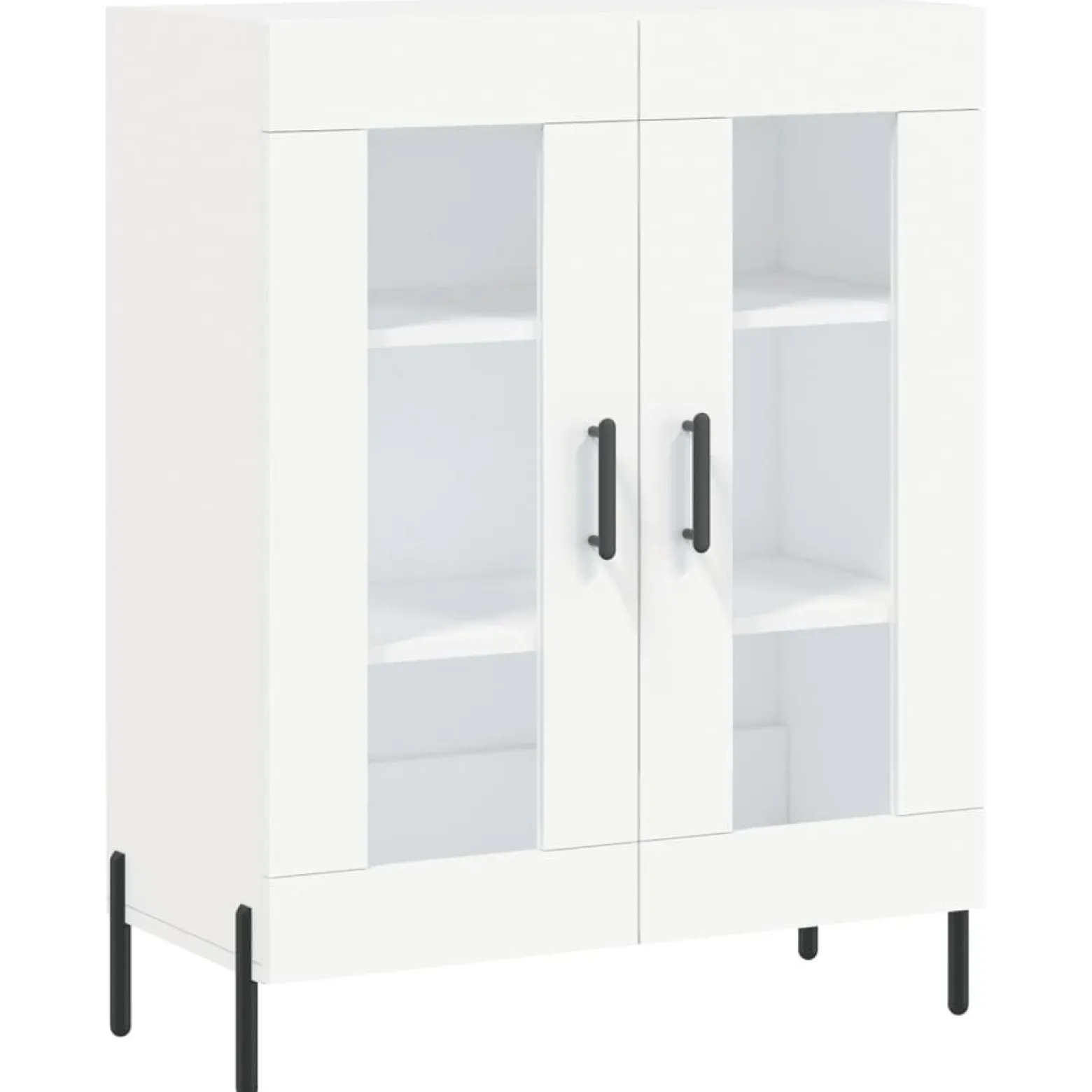 Szafka Regał Witrynka Biała Szklana 69.5x34x180 cm do Salonu Pokoju