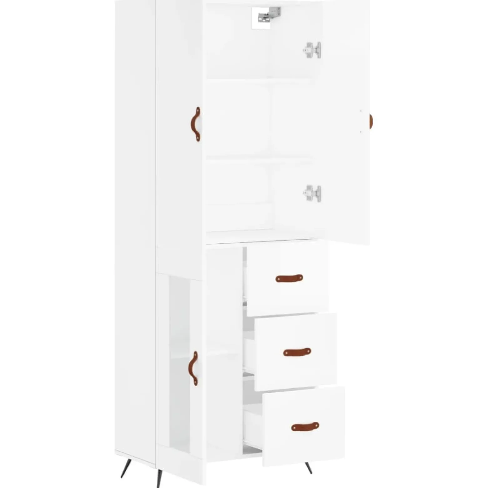 Szafka Regał Witrynka Biała z Drzwiami Szklanymi 69.5x34x180 cm do Salonu