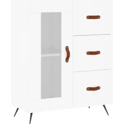 Szafka Regał Witrynka Biała z Drzwiami Szklanymi 69.5x34x180 cm do Salonu