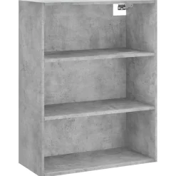 Szafka Regał Witrynka Szara Beton z Drzwiami Szklanymi 69.5x34x180 cm