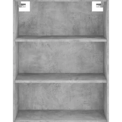 Szafka Regał Witrynka Szara Beton z Drzwiami Szklanymi 69.5x34x180 cm