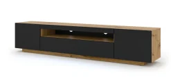 Szafka RTV AURA 200 cm dąb artisan / czarny mat