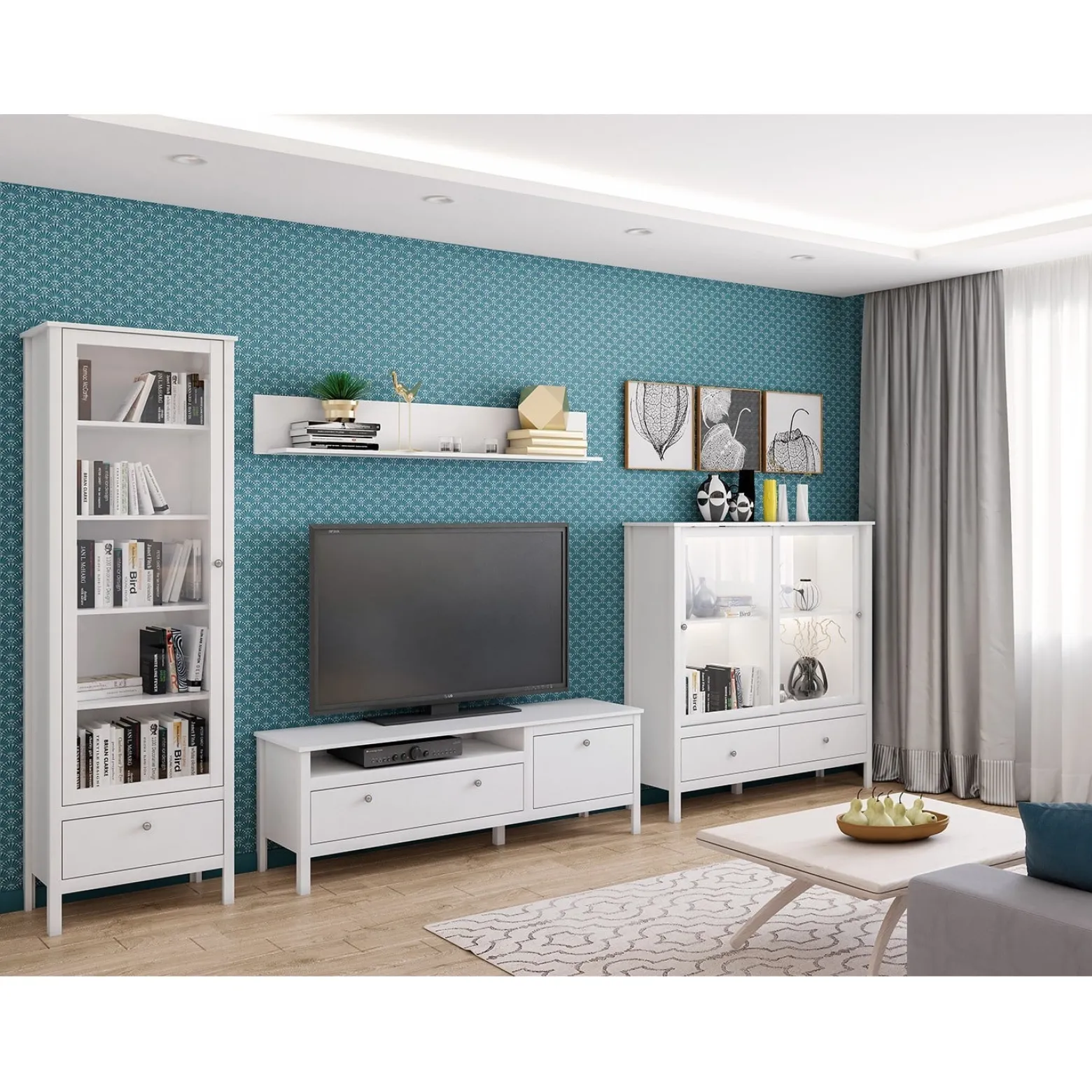 Szafka RTV AZURA 160 cm Biała do Salonu Skandynawska