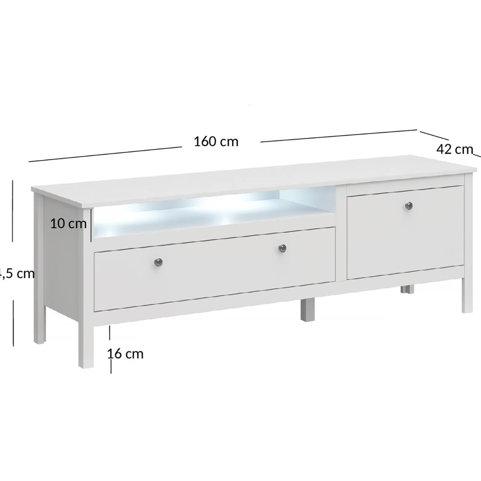 Szafka RTV AZURA 160 cm Biała do Salonu Skandynawska