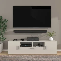 Szafka RTV BLANCA 150 cm kaszmir stolik pod telewizor + LED RGB