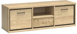 Szafka RTV 139 cm Czarna Pod Telewizor Półka MILAN