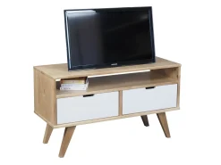 Szafka RTV 109 cm drewniana MALMO, kolor dębowy + bielony