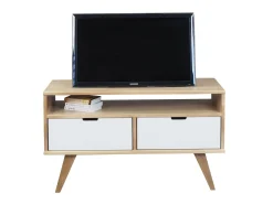Szafka RTV 109 cm drewniana MALMO, kolor dębowy + bielony