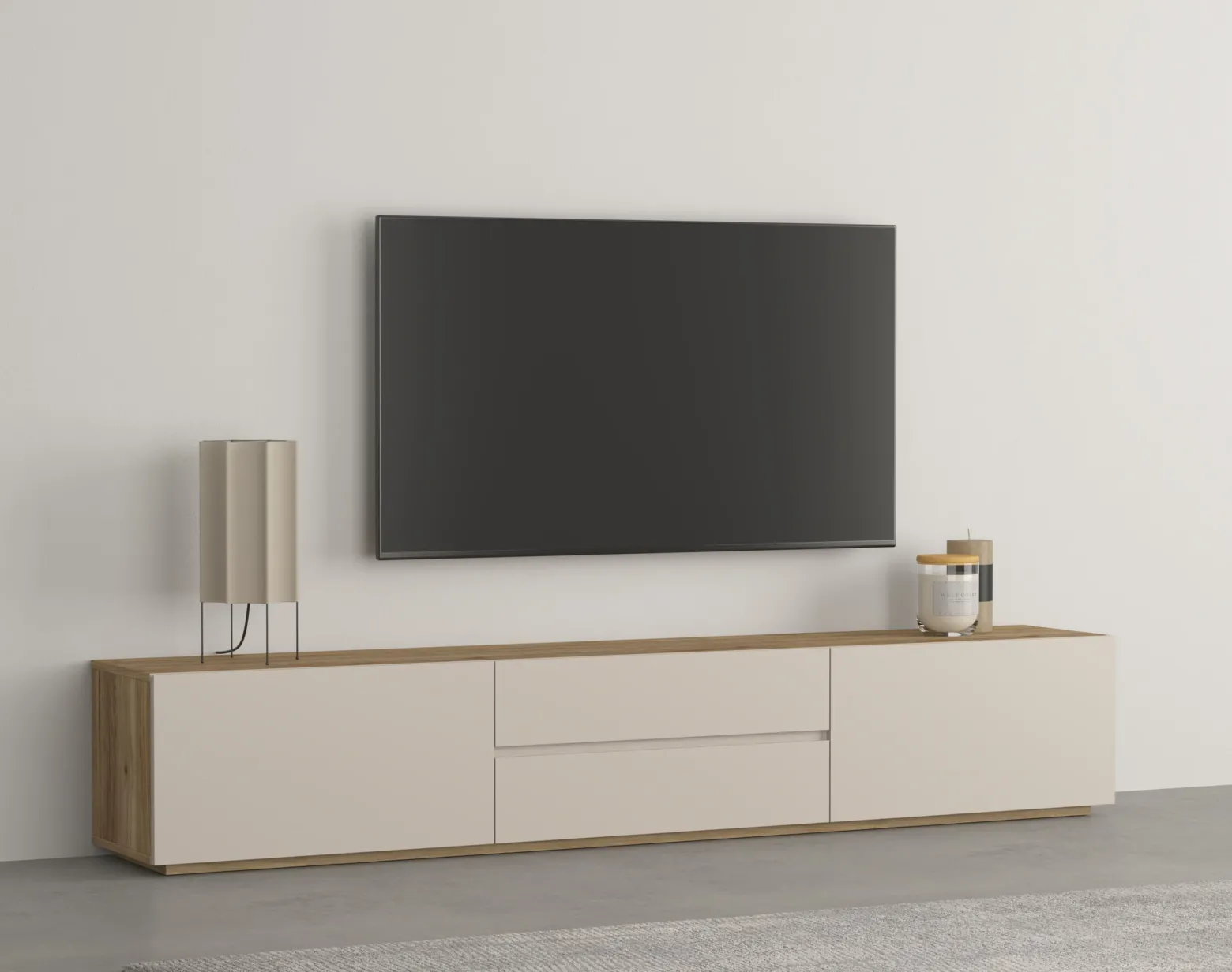 Szafka RTV 200 cm wisząca CRISS kaszmir