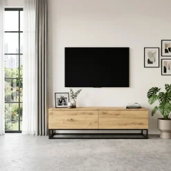Szafka RTV 120 cm ze stelażem - dąb artisan