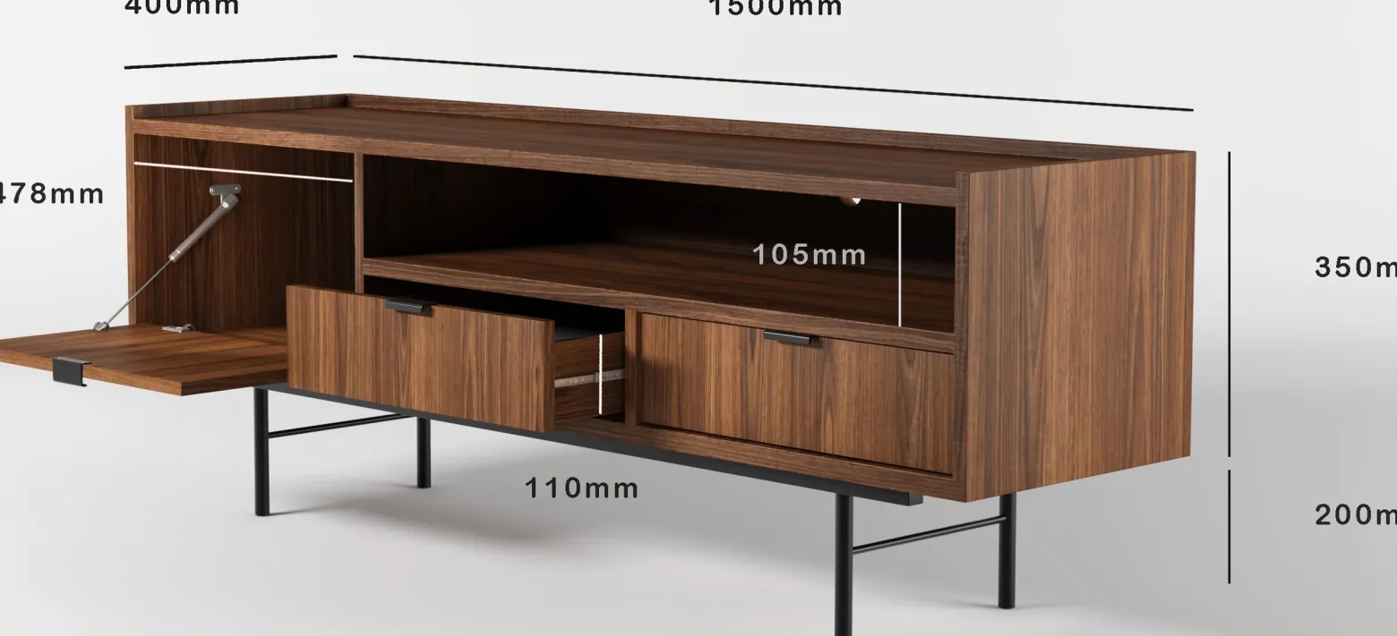 Szafka RTV 150 cm z szufladami ELVIO orzech warmia