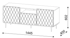 Szafka RTV DIUNA 145 cm 2D1K na ramie biały mat