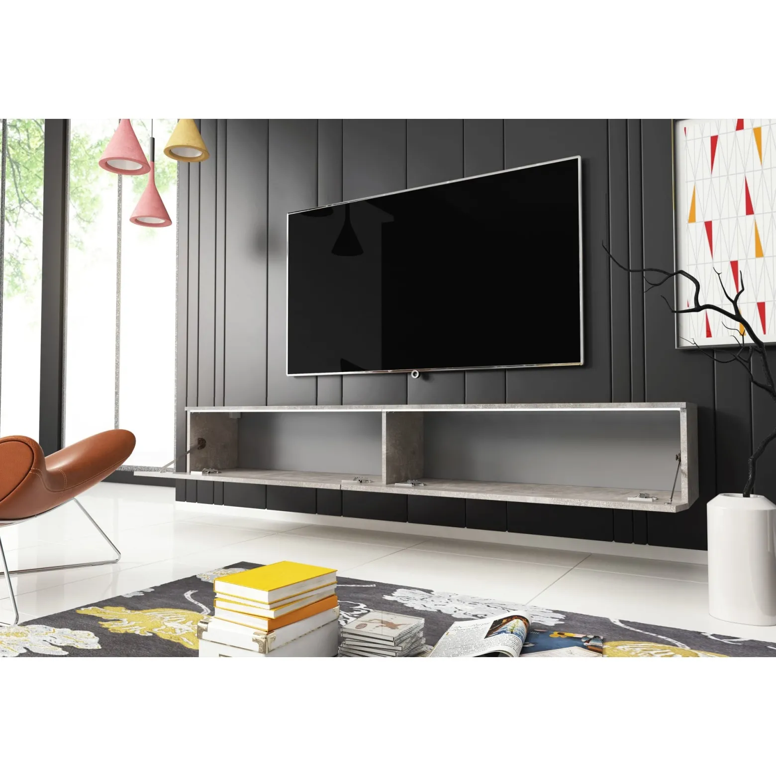 Szafka RTV DONNA 180 w kolorze beton