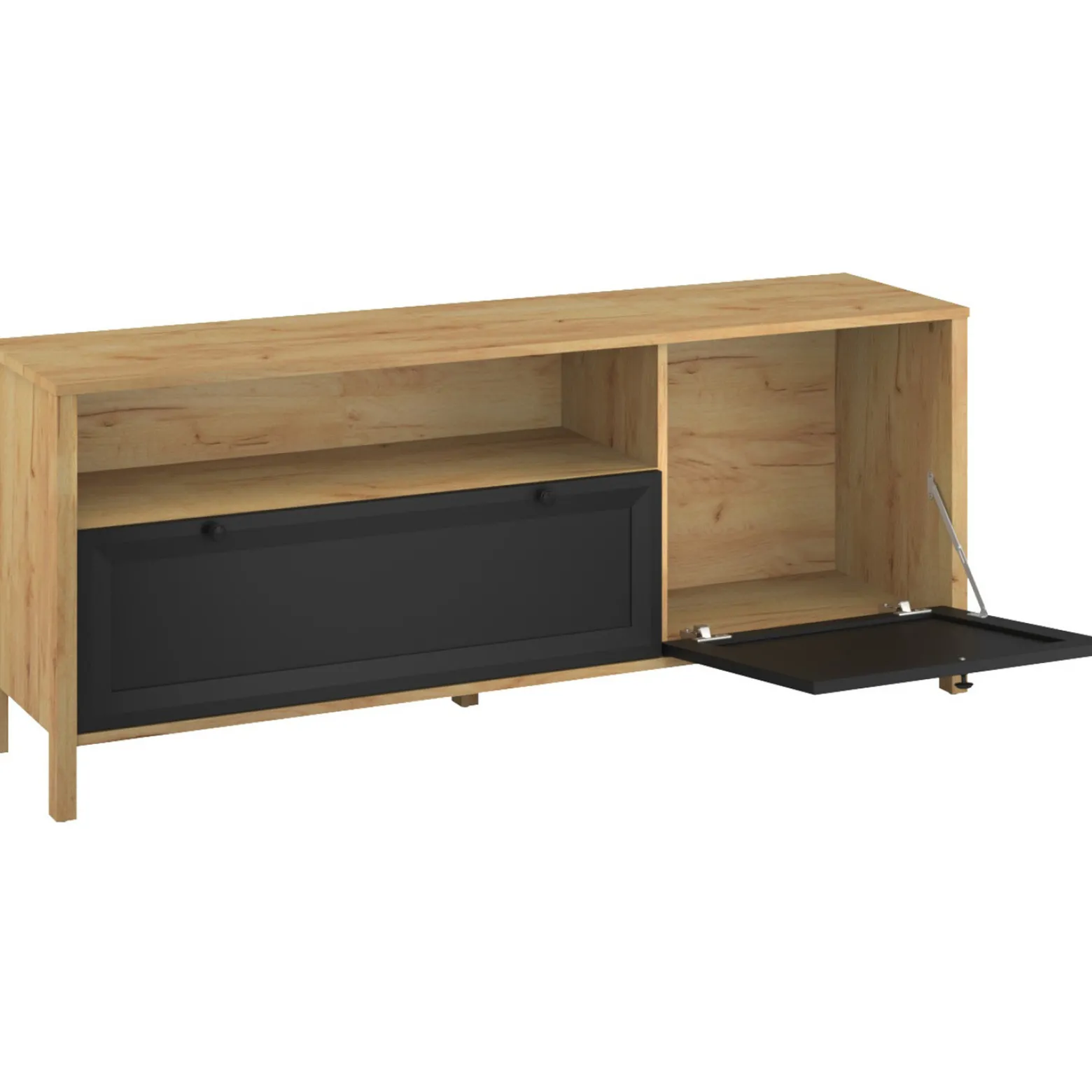 Szafka RTV do Salonu NORIA 150 cm Dąb craft złoty/czarny