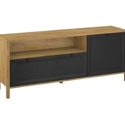 Szafka RTV do Salonu NORIA 150 cm Dąb craft złoty/czarny