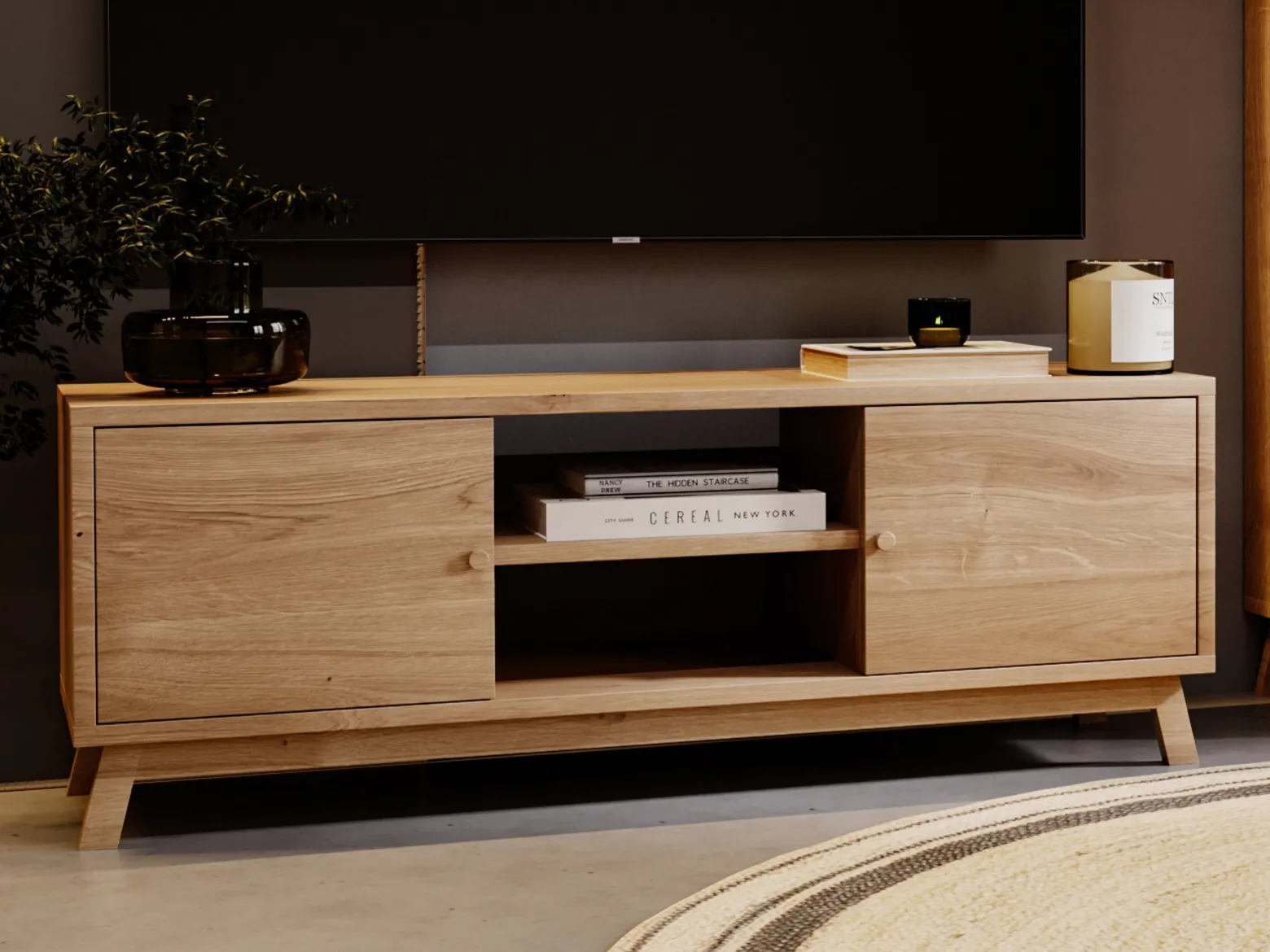 Szafka RTV drewniana OREGON WOOD 150 cm, kolor dębowy