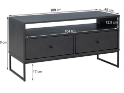 Szafka RTV I drewno i metal MEGAN LOFT, kolor antracyt