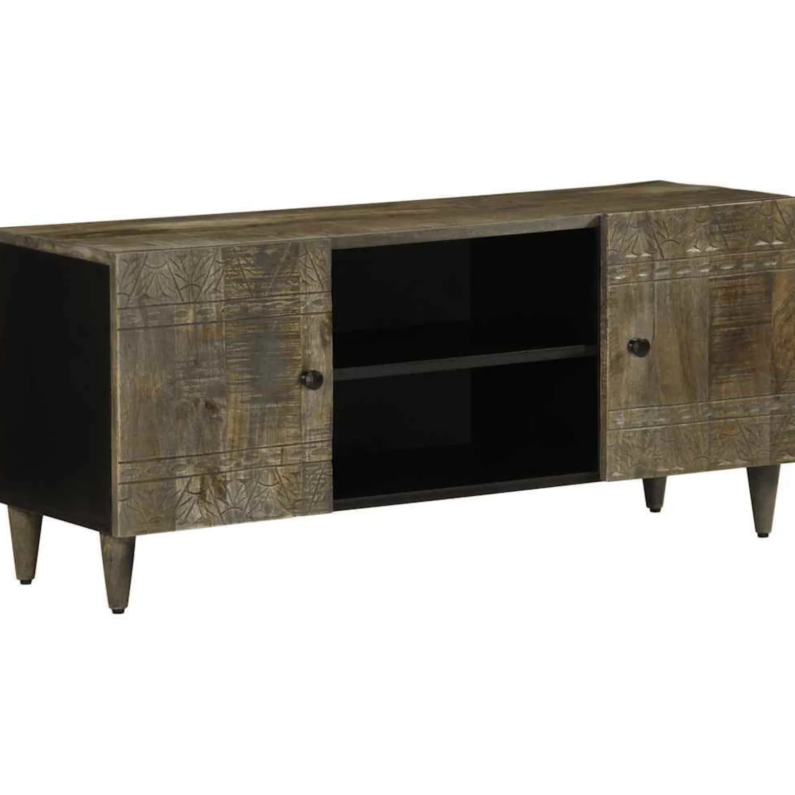 Szafka RTV Jasnoszara 105x33.5x46 cm Drewno lite Mango