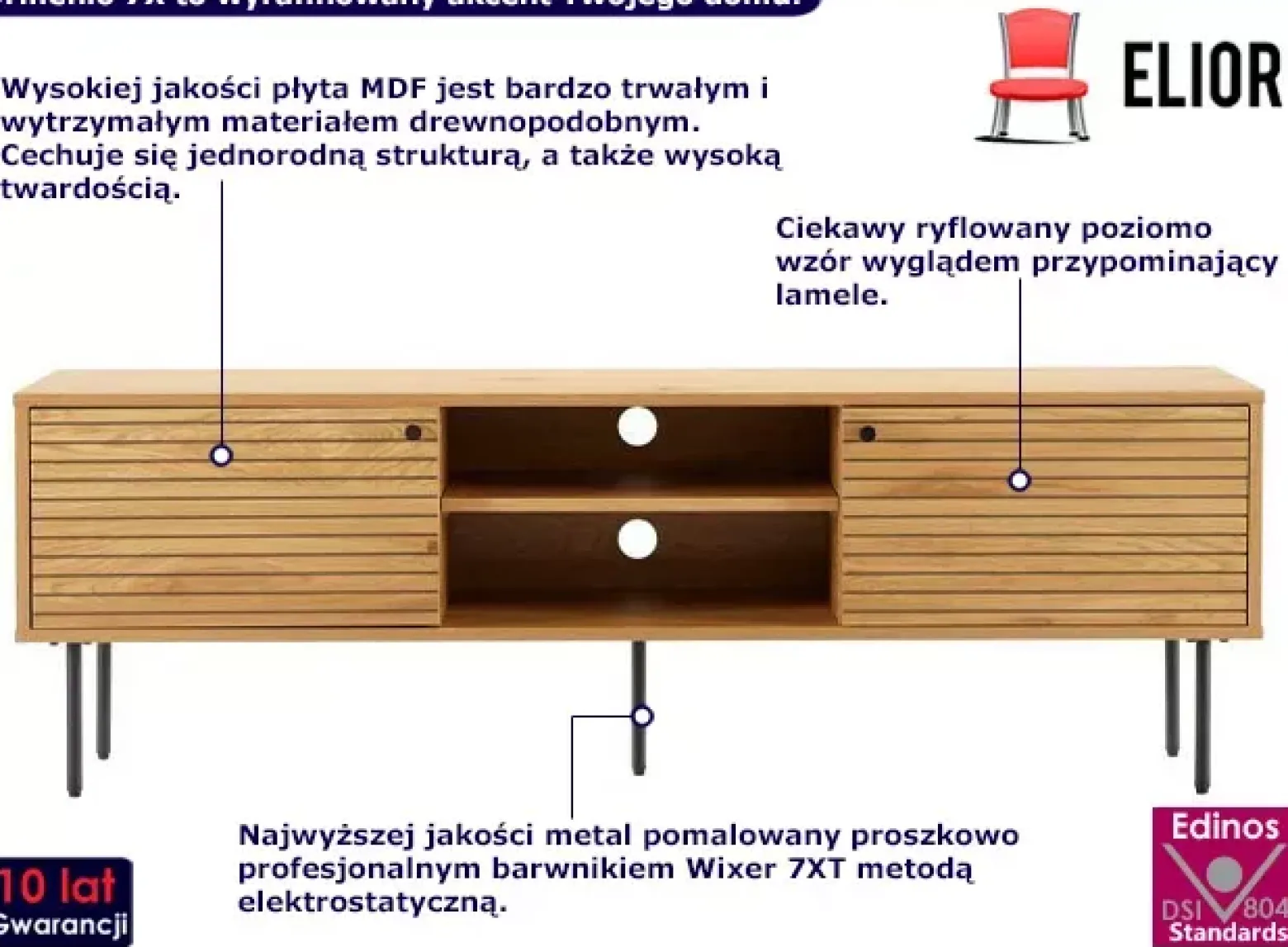 Szafka RTV na nóżkach z lamelami - Aveno