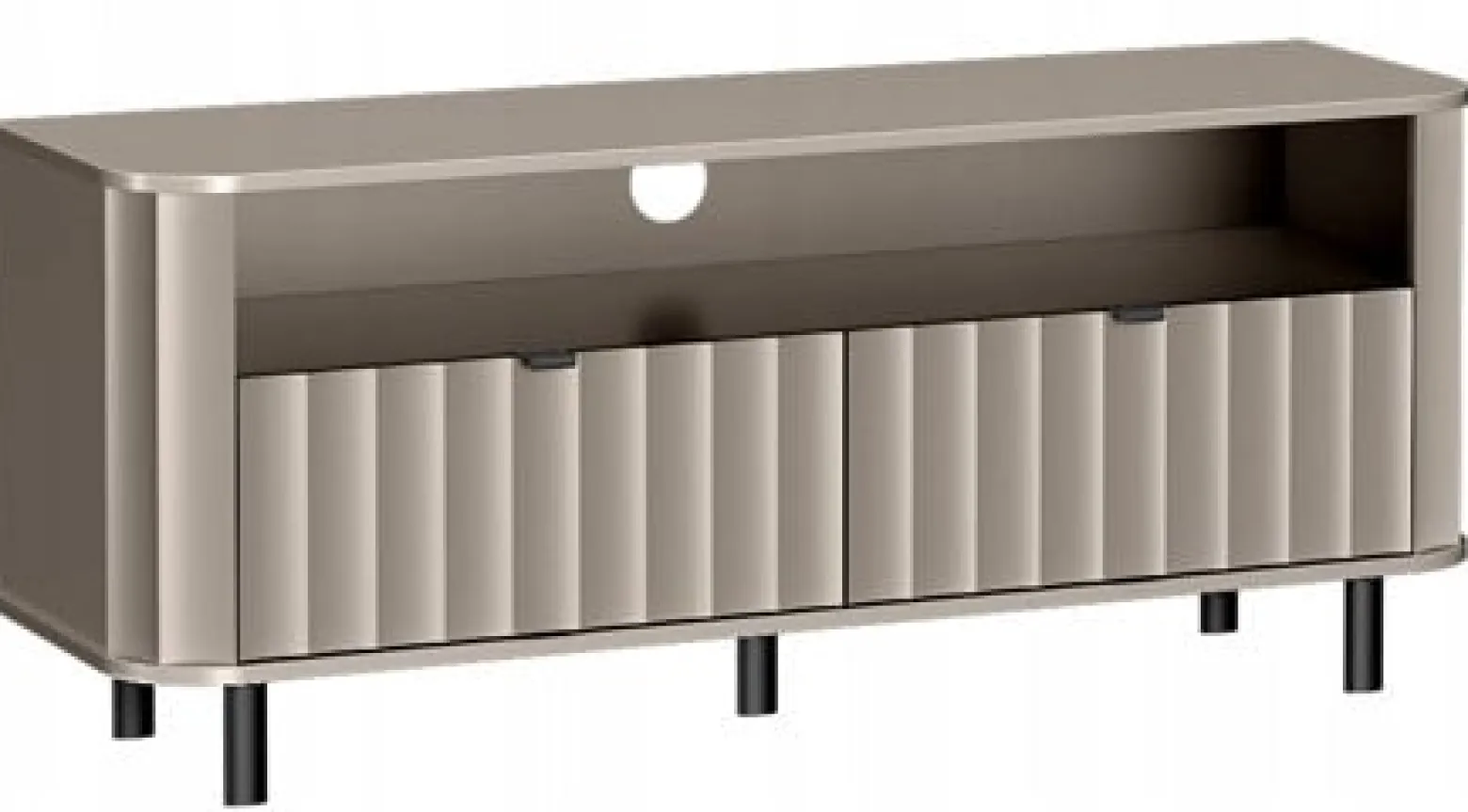 Szafka RTV NOVADO 137 cm Clay Gray frezowane fronty czarne nogi loft