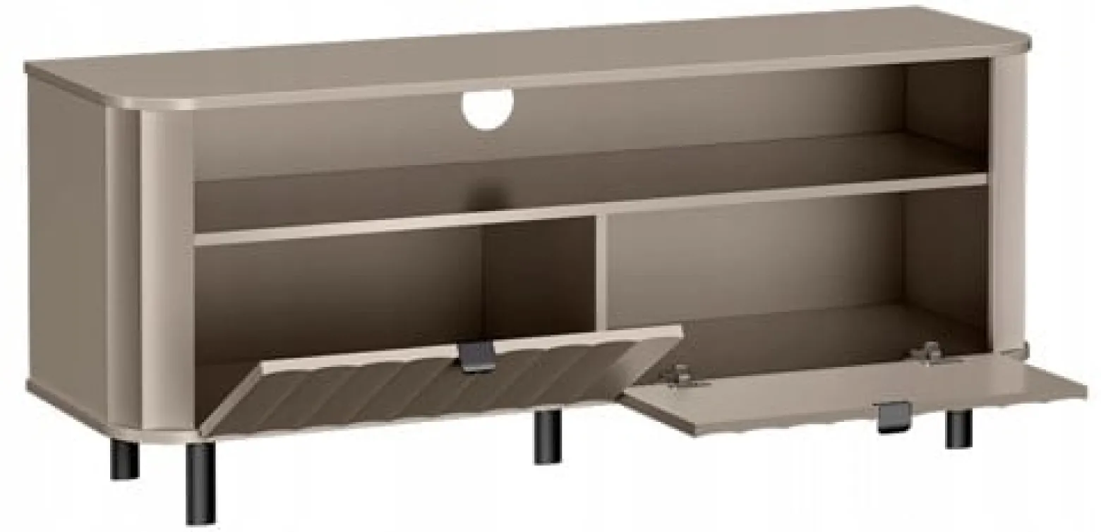Szafka RTV NOVADO 137 cm Clay Gray frezowane fronty czarne nogi loft