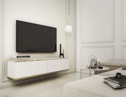 Szafka RTV ORO MDF 135 biały + złoto