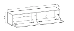 Szafka RTV ORO MDF 135 biały + złoto