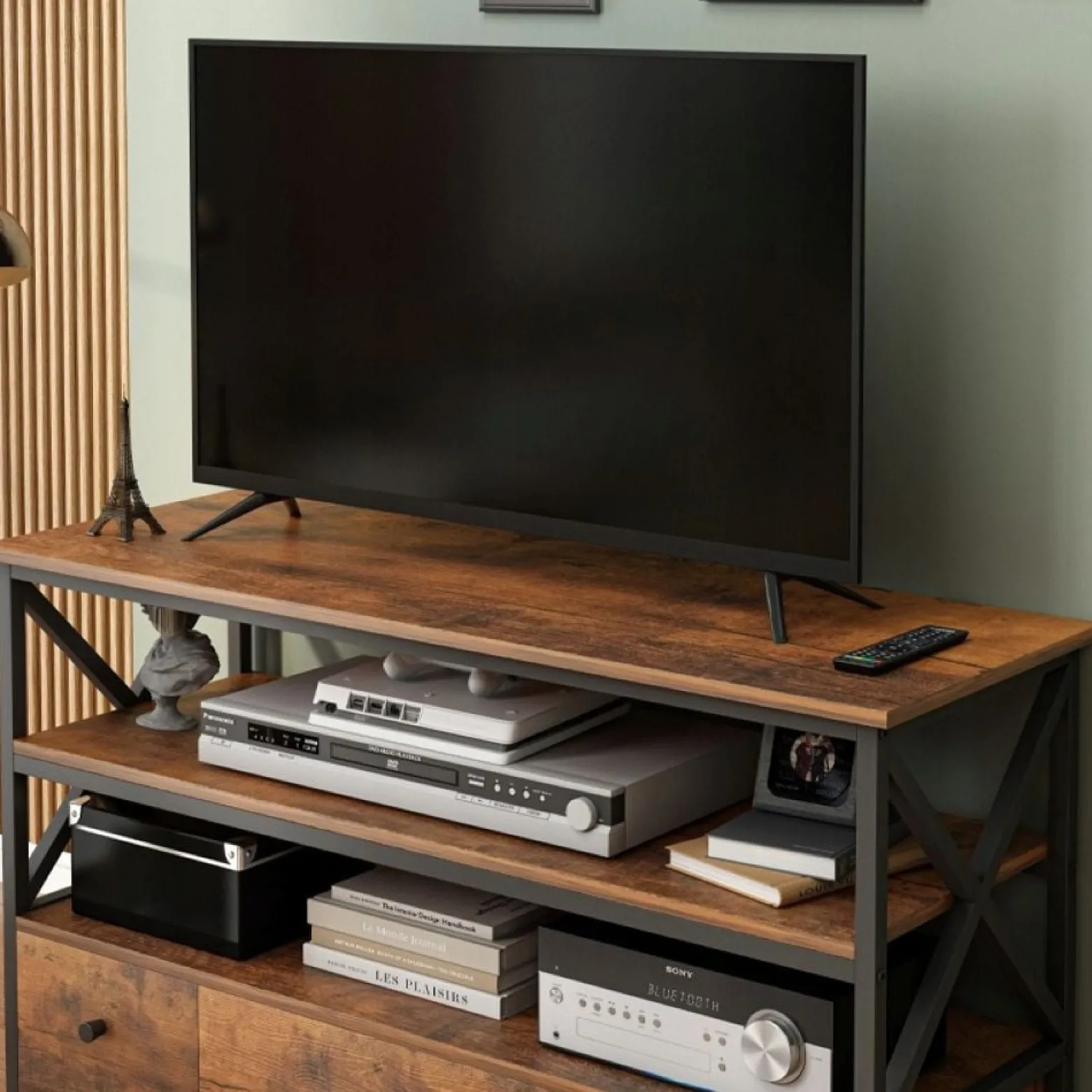 Szafka rtv pod telewizor loft komoda do salonu brązowa z szufladami 110 cm