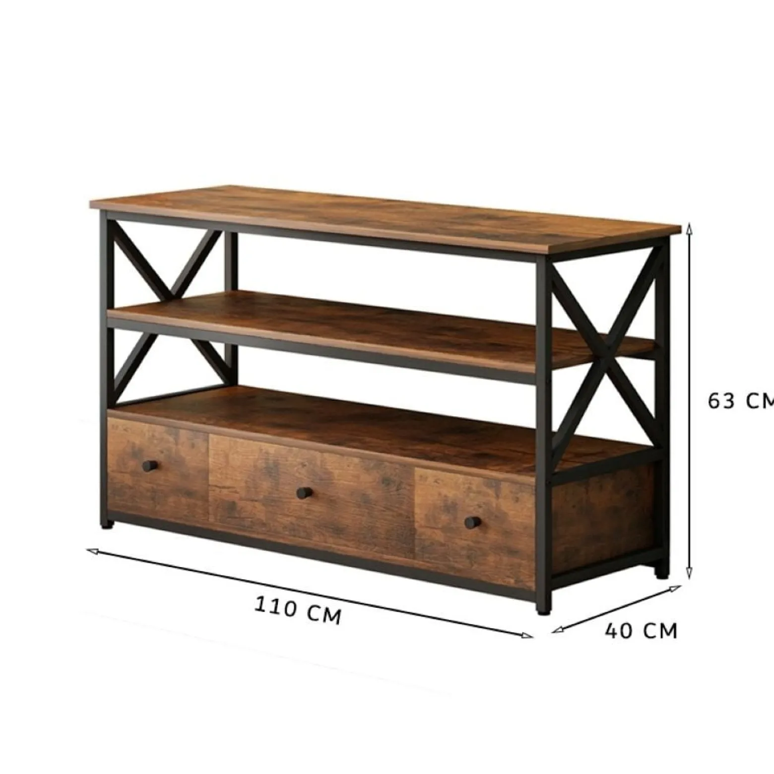 Szafka rtv pod telewizor loft komoda do salonu brązowa z szufladami 110 cm