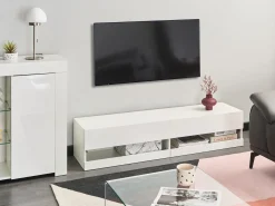 Szafka RTV pod telewizor z oświetleniem LED biała