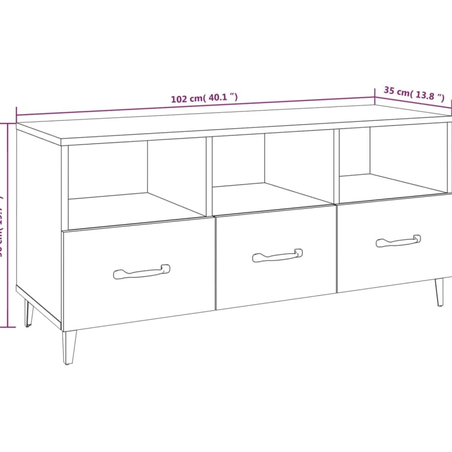Szafka RTV Stolik Pod Telewizor Szafka Półka Biała 102x35x50 cm