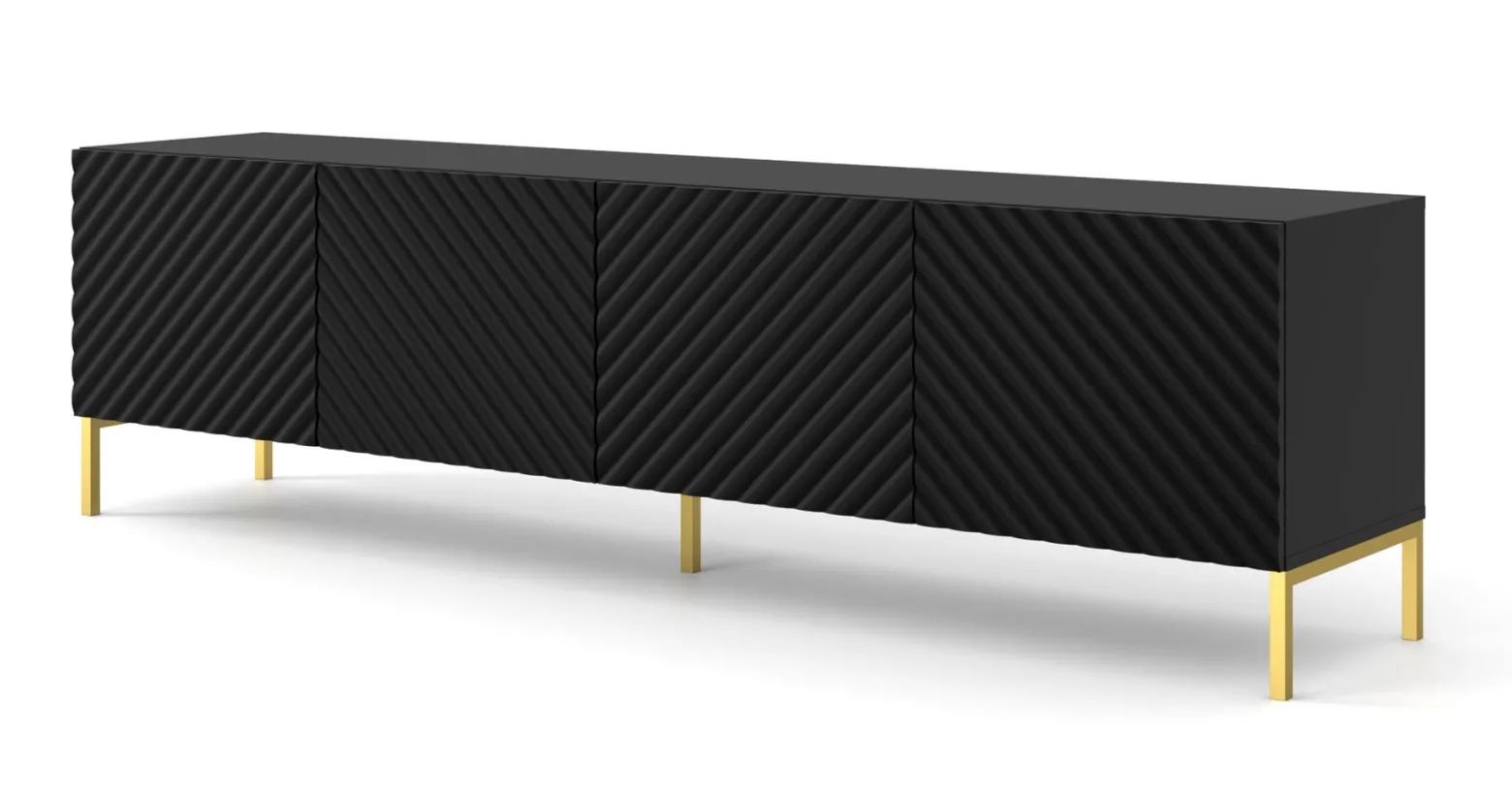 Szafka RTV SURF 200 cm 4D frez czarny mat