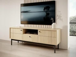 Szafka RTV TOKYO 153 cm Dąb Linea Pod Telewizor Drzwi Szuflada Nóżki