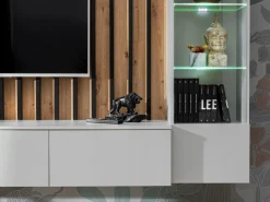 Szafka RTV VERTI 180 hickory jackson + panel ścienny
