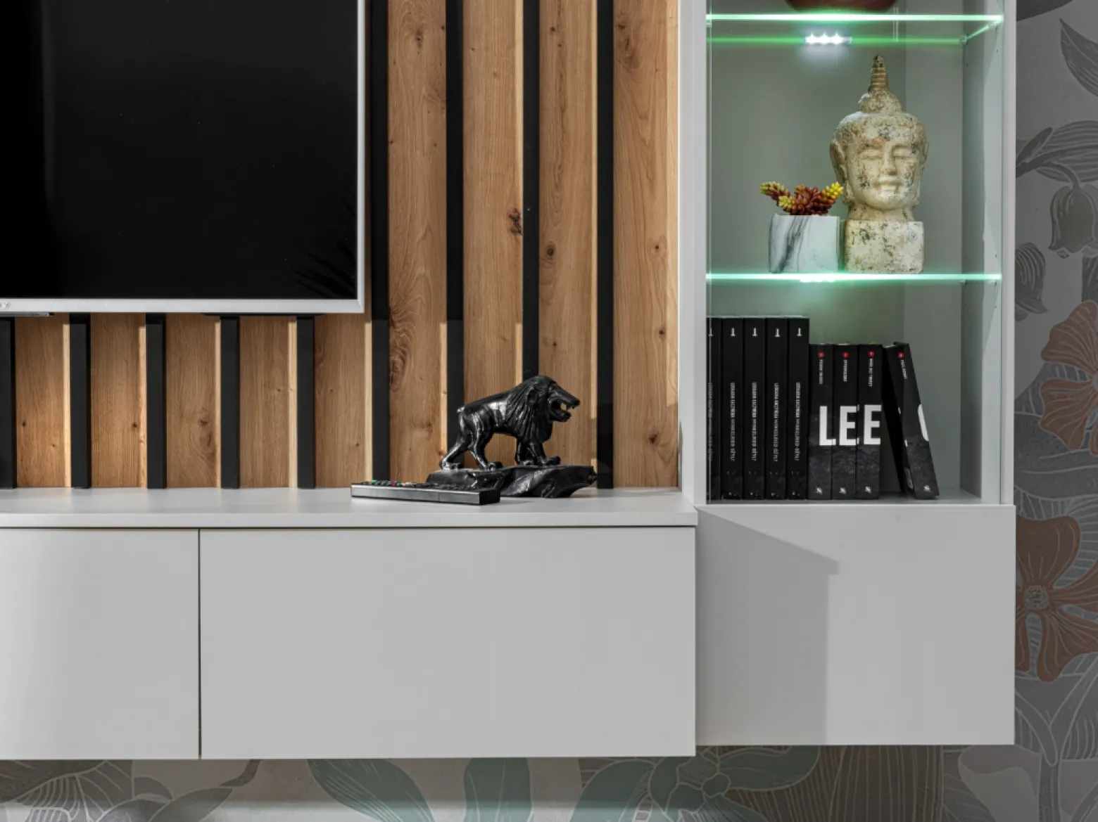 Szafka RTV VERTI 180 hickory jackson + panel ścienny
