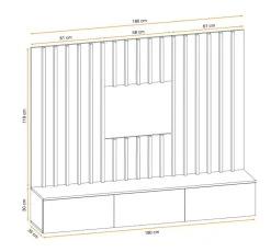 Szafka RTV VERTI 180 hickory jackson + panel ścienny
