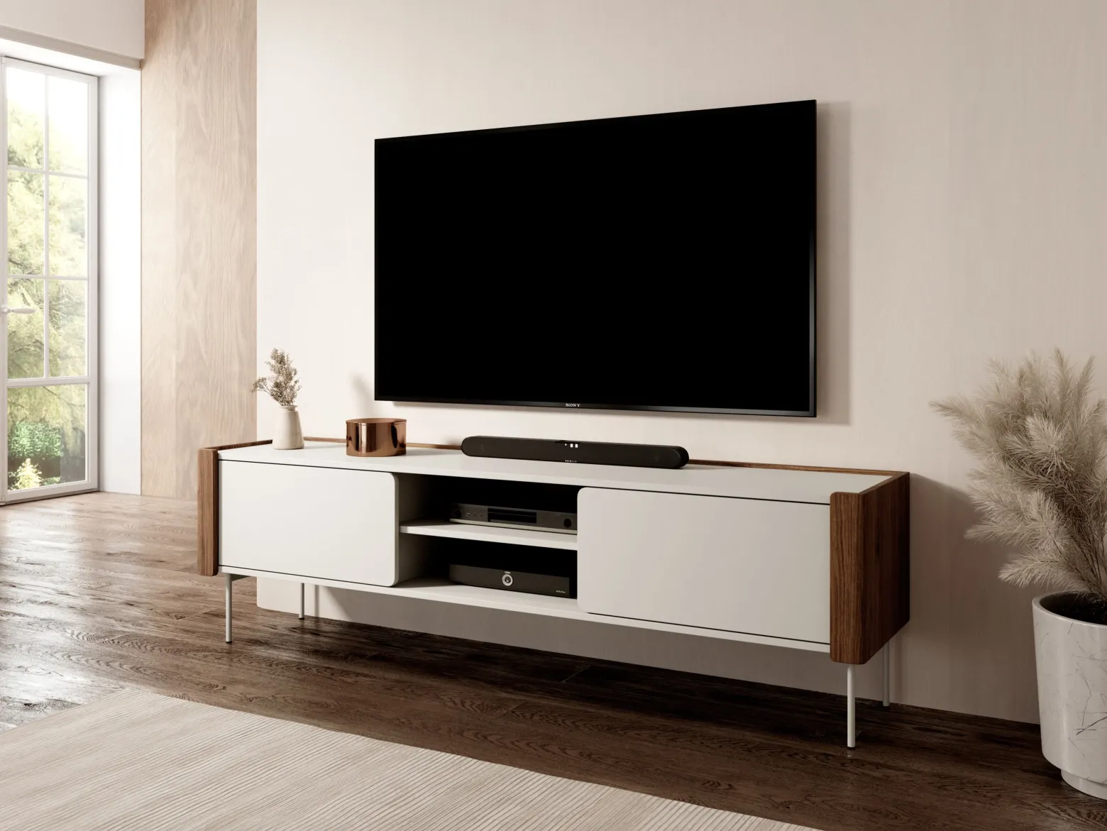 Szafka RTV VEZERE 180 cm orzech warmia/kaszmir