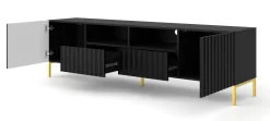 Szafka RTV WAVE 200 cm 2D2S frez czarny mat
