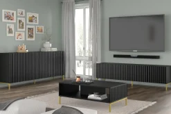Szafka RTV WAVE 200 cm 2D2S frez czarny mat